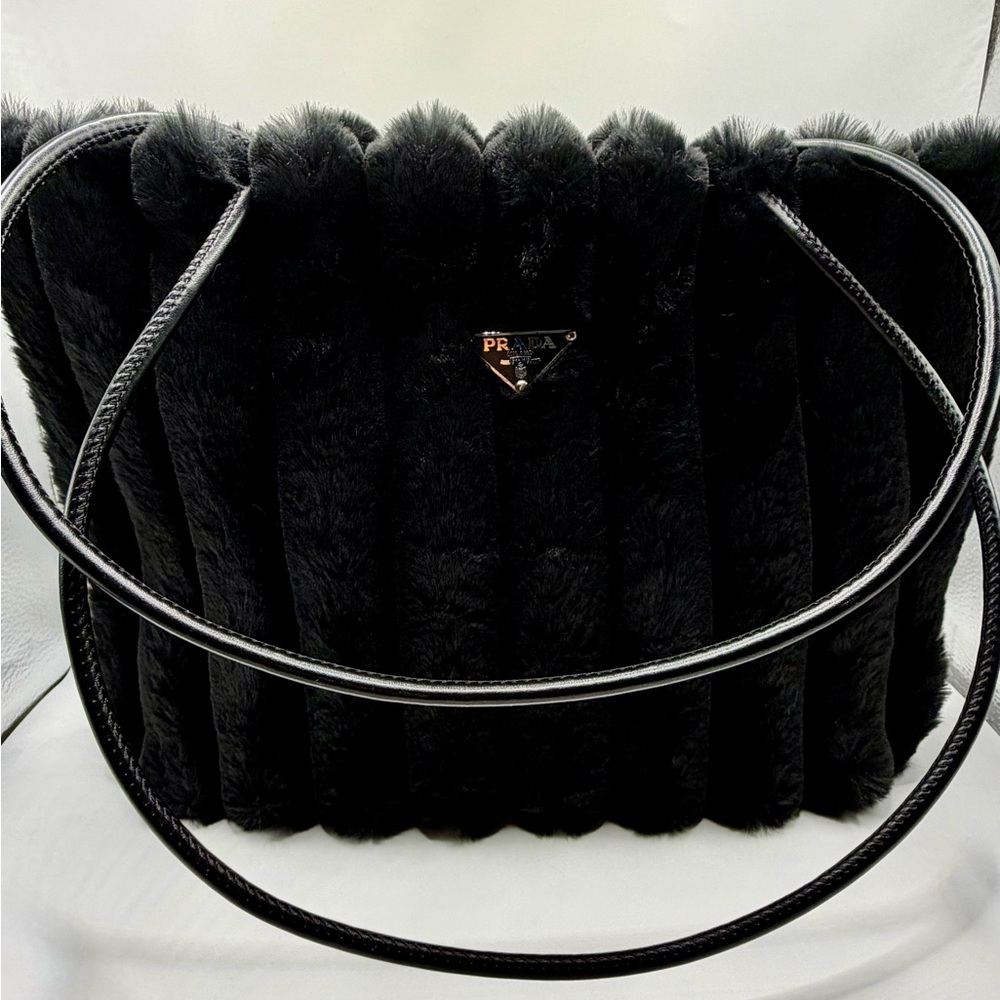 Prada Black Faux Fur Tote Bag - Picture 3 of 9